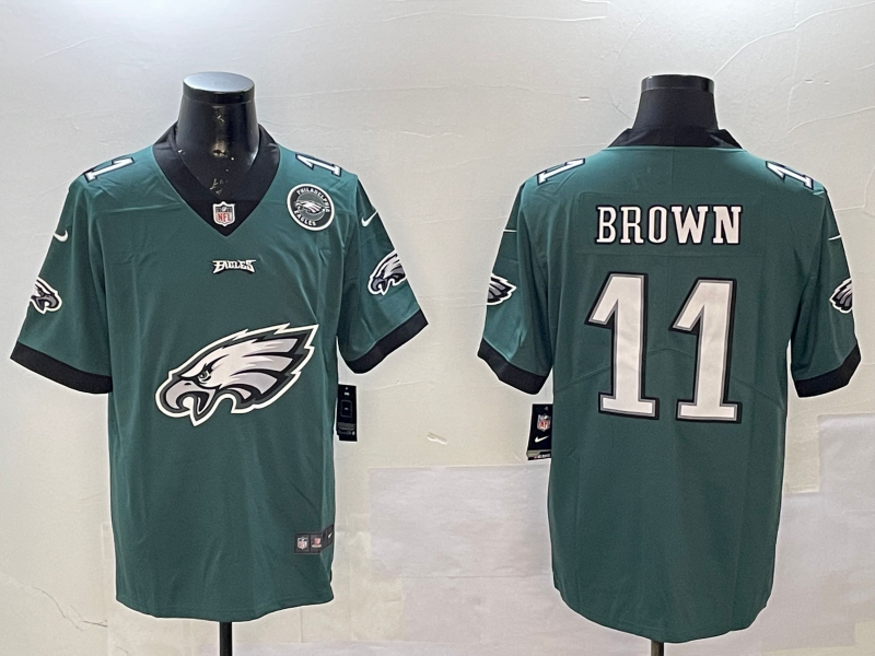 Men Philadelphia Eagles #11 Brown green 2025 Nike NFL jersey style 018